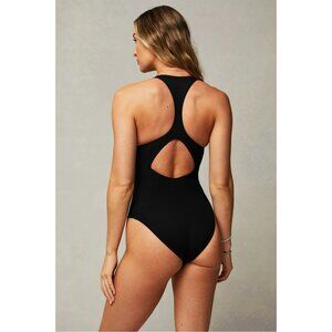Fabletics High Tide Zip-Front One-Piece Swimsuit Black Classic XS